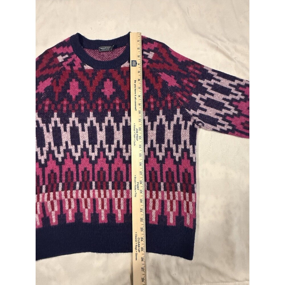 Vineyard Vines Navy Pink Geometric Knit Crew Neck Long Sleeve Pullover Sweater M - Picture 6 of 7